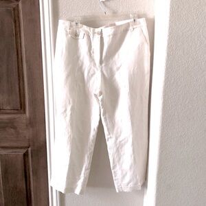 Ann Taylor Loft Linen Pants Cropped Coastal NWT Original Straight 12 Lined